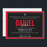 BAR MITZVAH modern sport boy bold red black Invitation<br><div class="desc">by kat massard >>> kat@simplysweetPAPERIE.com <<< CONTACT ME for custom wording or to add any lines in Hebrew Love the design, but would like to see some changes - another colour scheme, product, add a photo or adapted for a different occasion - no worries simply contact me - I am...</div>
