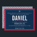 BAR MITZVAH modern sport boy bold red navy blue Invitation<br><div class="desc">by kat massard >>> kat@simplysweetPAPERIE.com <<< CONTACT ME for custom wording or to add any lines in Hebrew Love the design, but would like to see some changes - another colour scheme, product, add a photo or adapted for a different occasion - no worries simply contact me - I am...</div>