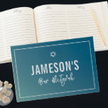 BAR MITZVAH modern star blue mint gradient Guest Book<br><div class="desc">by kat massard >>> https://linktr.ee/simplysweetpaperie <<<</div>
