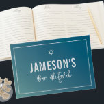 BAR MITZVAH modern star blue mint gradient Guest Book<br><div class="desc">by kat massard >>> https://linktr.ee/simplysweetpaperie <<<</div>