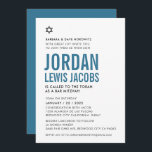 BAR MITZVAH modern star boy simple denim blue Invitation<br><div class="desc">by kat massard >>> kat@simplysweetPAPERIE.com <<< CONTACT ME for custom wording or to add any lines in Hebrew Love the design, but would like to see some changes - another color scheme, product, add a photo or adapted for a different occasion - no worries simply contact me - I am...</div>