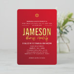 BAR MITZVAH modern star red burgundy gradient gold<br><div class="desc">by kat massard >>> kat@simplysweetPAPERIE.com <<< CONTACT ME for custom wording or to add any lines in Hebrew Love the design, but would like to see some changes - another colour scheme, product, add a photo or adapted for a different occasion - no worries simply contact me - I am...</div>