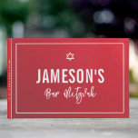 BAR MITZVAH modern star red burgundy gradient Guest Book<br><div class="desc">by kat massard >>> https://linktr.ee/simplysweetpaperie <<<</div>