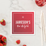 BAR MITZVAH modern star red burgundy gradient Napkin<br><div class="desc">by kat massard >>> WWW.SIMPLYSWEETPAPERIE.COM <<<</div>