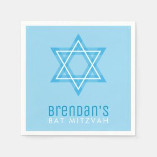 BAR MITZVAH modern stylish simple blue star Napkin