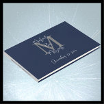 Bar Mitzvah Monogram Blue Grey White Sign-In Guest Book<br><div class="desc">This elegant minimalist Bar Mitzvah party Guest Book has a navy blue background,  grey monogram,  and white script text. Easy to personalise,  just change or delete example name and text on front and spine. All Rights Reserved © 2024 Alan & Marcia Socolik.</div>