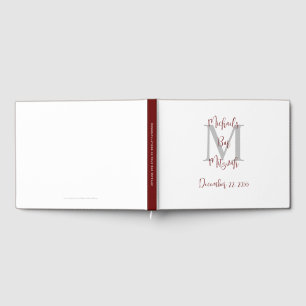 Bar Mitzvah Monogram White Burgundy Grey Sign-In Guest Book