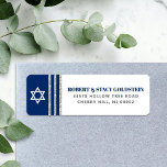 Bar Mitzvah Navy Blue Silver Tallit Return Address Label<br><div class="desc">Be proud, rejoice and celebrate this milestone of your favourite Bar Mitzvah whenever you use this cool, unique, modern, personalised return address label! Bold, navy blue and grey typography, a white Star of David and a navy blue and silver glitter striped tallit inspired graphic overlay a simple, white background. Personalise...</div>