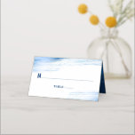 Bar Mitzvah Navy Typography Blue Foil Bold Modern Place Card<br><div class="desc">No Bar Mitzvah party is complete without personalised place cards. Let your son be proud, rejoice and celebrate his milestone at his perfectly coordinated party. Faux metallic light blue foil brush strokes with navy blue typography and lines overlay a simple, white background. On the back, bold white sans serif and...</div>