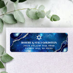 Bar Mitzvah Navy Watercolor Agate Return Address Label<br><div class="desc">Be proud, rejoice and celebrate this milestone of your favourite Bar Mitzvah whenever you use this cool, unique, modern, personalised return address label! White typography and Star of David overlay a deep blue galaxy watercolor background with navy blue agate accented with faux silver veins. Personalise the custom text with your...</div>