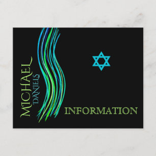 Bar Mitzvah Neon Green Information Card