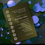 Bar Mitzvah Olive Sheen Silver Stars of David Invitation<br><div class="desc">Bar Mitzvah and Bat Mitzvah invitation sets designed by Umua. Printed and shipped by Zazzle or its partners.</div>