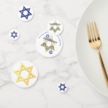 Bar Mitzvah or Bat Mitzvah Confetti<br><div class="desc">Bar Mitzvah or Bat Mitzvah decorations should include this festive Star of David table confetti with optional personalised text.  Blue and white,  silver and gold double-sided Star design allows for customised options.</div>