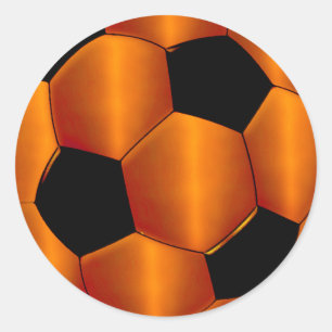 Bar Mitzvah Orange and Black Soccer Ball Classic Round Sticker