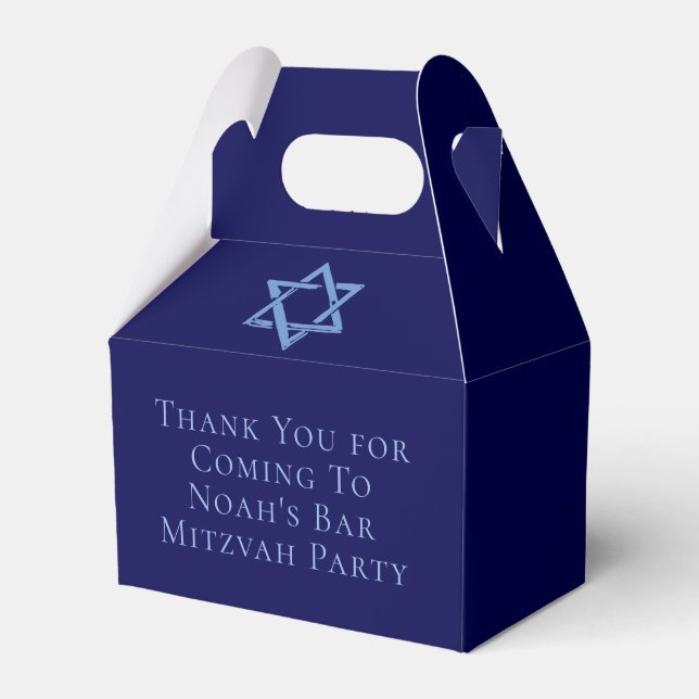 Bar Mitzvah Party Royal Blue Star of David Favour Box (Front Side)