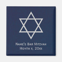 Bar Mitzvah Personalised Magnet - Blue and Silver
