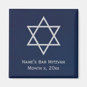 Bar Mitzvah Personalised Magnet - Blue and Silver