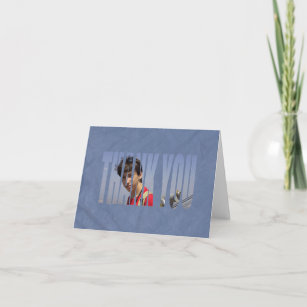 Bar Mitzvah Photo Thank You Card in Blue