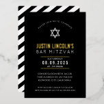 BAR MITZVAH plain star modern minimal black white<br><div class="desc">by kat massard
Modern invitation with "shiny gold foil" for your child's MITZVAH celebration.
Easy to update the template yourself
Email me for matching items and alternate colour schemes - kat@simplysweetpaperie.com</div>