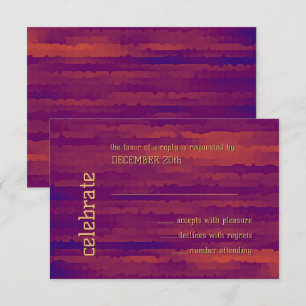 Bar Mitzvah Plum and Orange Techno Streaks RSVP Invitation