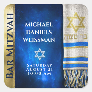 Bar Mitzvah Prayer Shawl Square Sticker