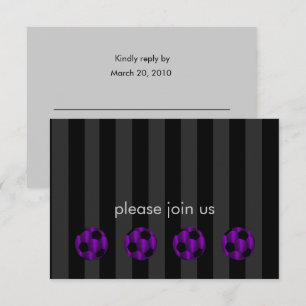 Bar Mitzvah Purple and Black Soccer Ball Invitation
