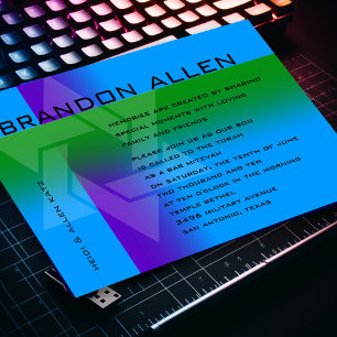 Bar Mitzvah Purple and Green on Any Colour Invitation