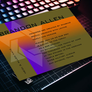 Bar Mitzvah Purple and Orange on Any Colour Invitation