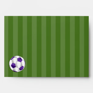 Bar Mitzvah Purple and White Soccer Ball Envelopes