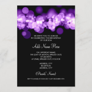 Bar Mitzvah Purple Bokeh Lights Invitation