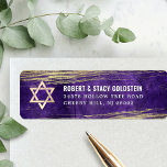 Bar Mitzvah Purple Bold Gold Foil Return Address Return Address Label<br><div class="desc">Be proud, rejoice and celebrate this milestone of your favourite Bar Mitzvah whenever you use this cool, unique, modern, personalised return address label! Metallic gold foil brush strokes and Star of David, along with bold, white typography, overlay a rich, dark purple ombre watercolor background. Personalise the custom text with your...</div>