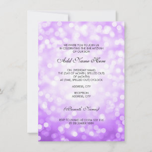 Bar Mitzvah Purple Glitter Lights Invitation