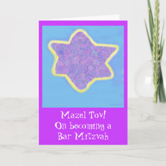 Bar Mitzvah Purple Jewish Star of David Card