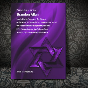 Bar Mitzvah Purple Star of David Invitation