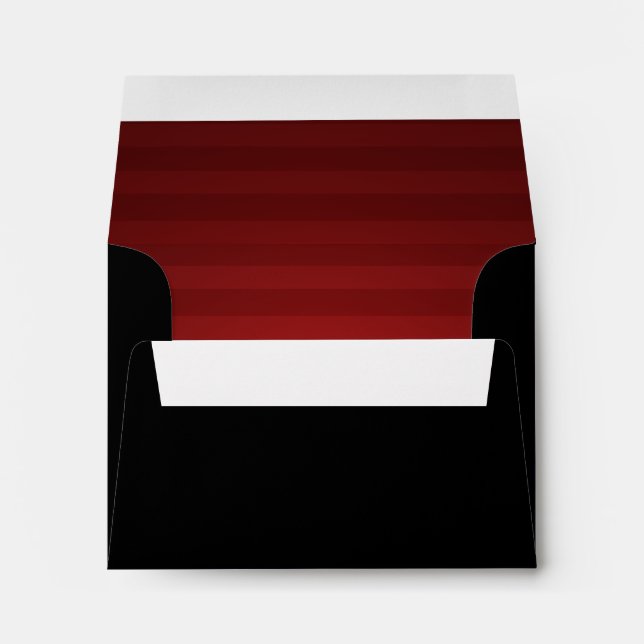 Bar Mitzvah Red and Black Horizontal Stripes Envelope (Back (Bottom))