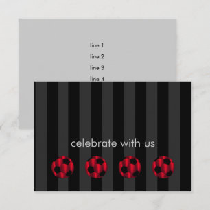 Bar Mitzvah Red and Black Soccer Ball Invitation