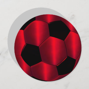Bar Mitzvah Red and Black Soccer Ball Invitation