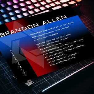 Bar Mitzvah Red and Blue on Any Colour Invitation