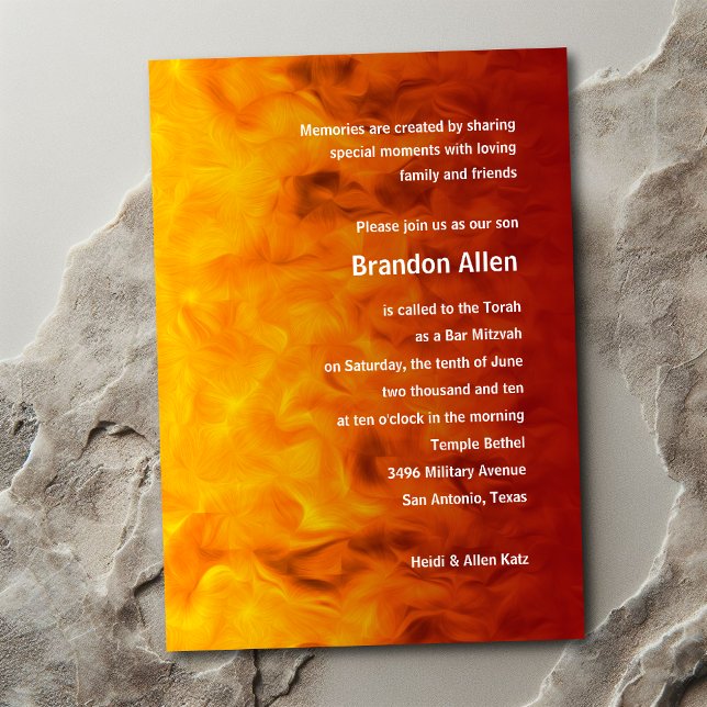 Bar Mitzvah Red and Orange Invitation (Creator Uploaded)