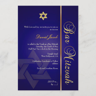 Bar Mitzvah/royal blue/gold Invitation