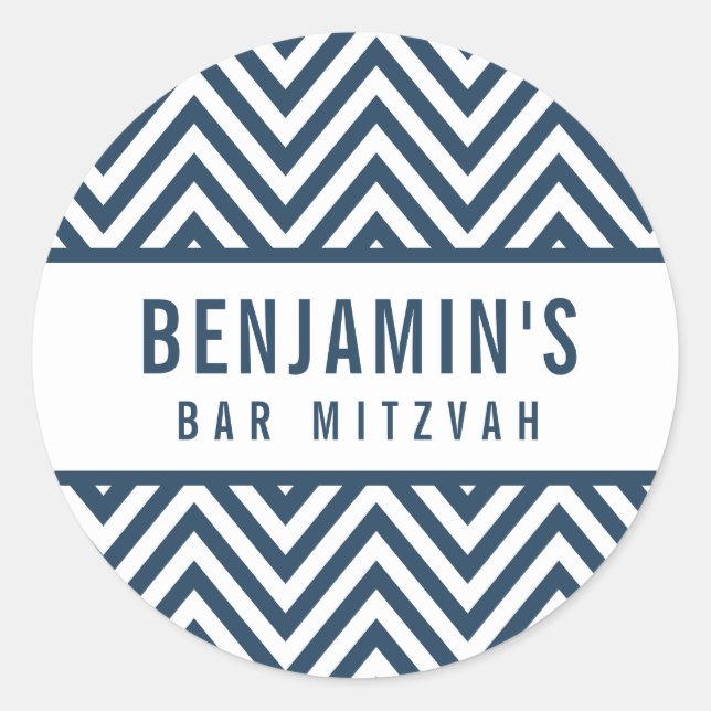 BAR MITZVAH SEAL simple modern block chevron navy (Front)
