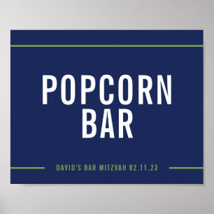 BAR MITZVAH SIGNAGE simple modern navy green Poster
