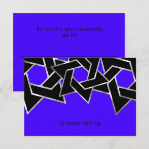 Bar Mitzvah Silver Black Star of David Invitation