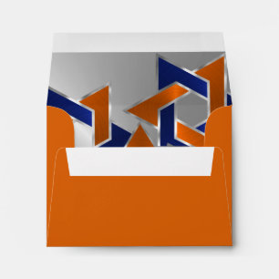 Bar Mitzvah Silver Blue Orange Star of David 2 Envelopes
