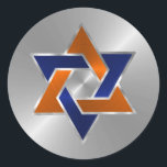 Bar Mitzvah Silver Blue Orange Star of David Classic Round Sticker<br><div class="desc">Bar Mitzvah and Bat Mitzvah invitation sets designed by Umua. Printed and shipped by Zazzle or its partners.</div>