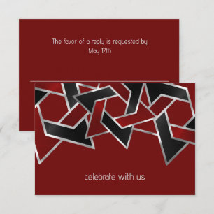 Bar Mitzvah Silver Red Black Star of David RSVP Card