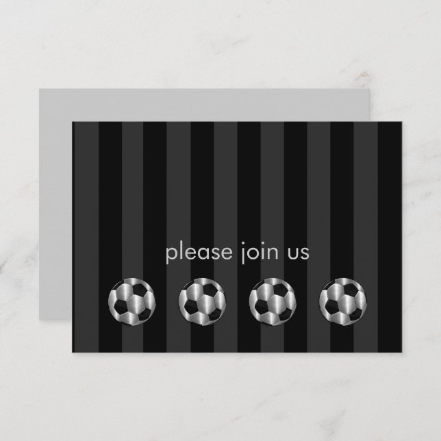 Bar Mitzvah Silver Soccer Balls RSVP Card (Front/Back)
