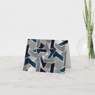 Bar Mitzvah Silver Teal Blue Grey Star of David Card