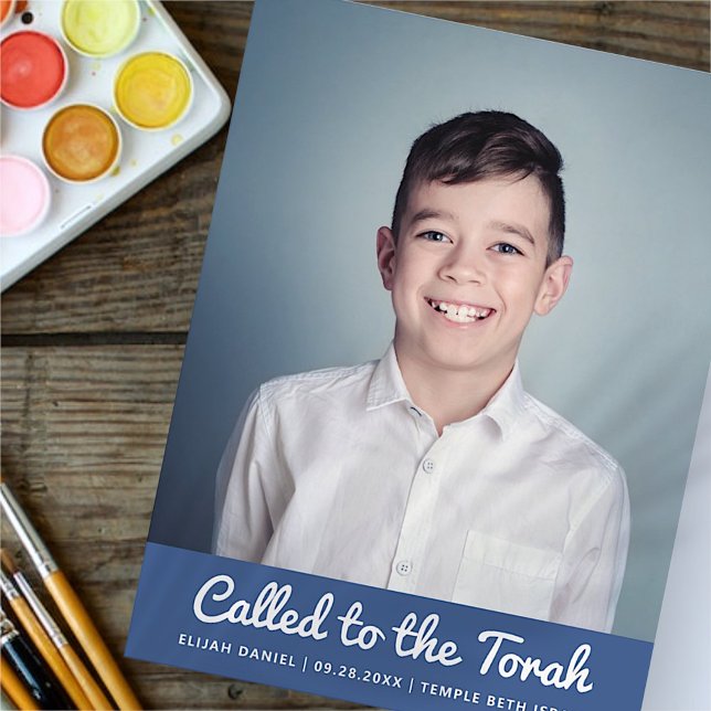 Bar Mitzvah Simple Custom Photo Invitation Postcard (Creator Uploaded)