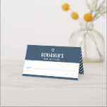 BAR MITZVAH simple modern bold block chevron navy Place Card<br><div class="desc">by kat massard >>>   https://linktr.ee/simplysweetpaperie <<< 
An on trend,  cute design for your Event Reception PLACE CARDS.
Hand write guests names and add table number
 TIP :: 1. To change/move graphics & fonts and add more text - hit the "customise it" button</div>
